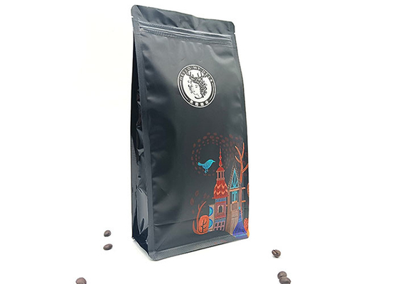 Customized Printing Coffee Beans Pouch Stand Up Packaging 8 Sides Seal