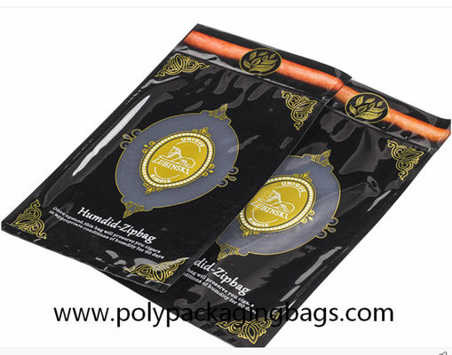 Three Side Seal 0.09mm Resealable Cigar Ziplock Bags Tobacco Humidor Bag