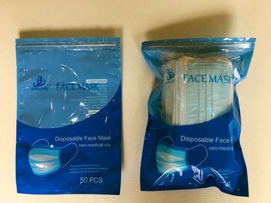 Moisture Proof CMYK OPP PET PE Laminated Mask Packaging Bag Reselable Ziplock Bag For Mask