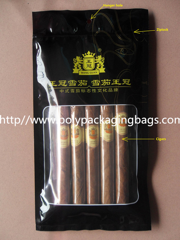 custom made printed plastic cigar packaging bag / cigar humidor bag