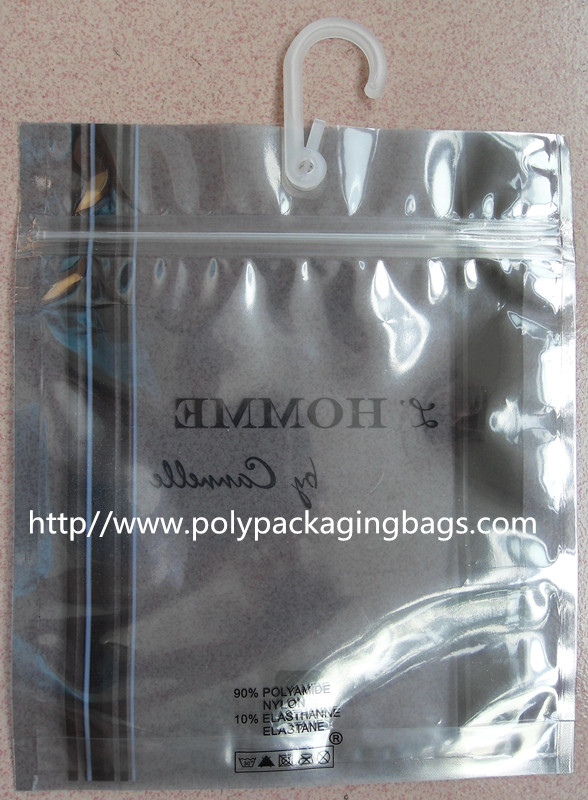 Antistatic Underwear Packaging Resealable Zip Lock Plastic Bag with Hook