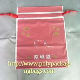 Moisture Proof Red Frosted Printed Drawstring Bags Fit Christmas Gift