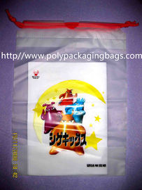 Promotional Candy / Cookies / Chocolate Drawstring Plastic Bags With Cartoon Printing