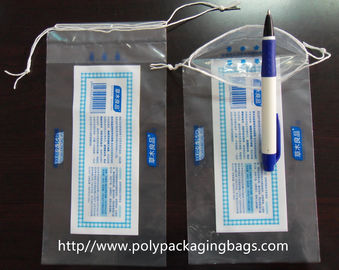 Personalized Clear HDPE / LDPE Drawstring Plastic Bags For Garment Packaging