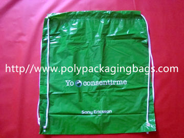 White Lightweight Plastic Drawstring Backpack Bags For Mobile Phone / Handphone