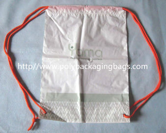 Personalized Plastic Gift Packaging White Drawstring Backpack Custom