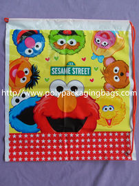 Kids Cute Plastic Drawstring Backpack With Sesame Street Cartoons