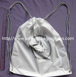 Personalized PP Promotion  Packaging / White Plastic Drawstring Backpack