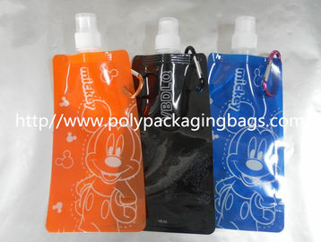 Orange / Blue Plastic Water Bags Stand Up Pouch With Spout Packaging