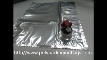 Plastic Flexible Packaging Reusable Bag In Box With Spout , Silver BIB Bags For Wine Juice