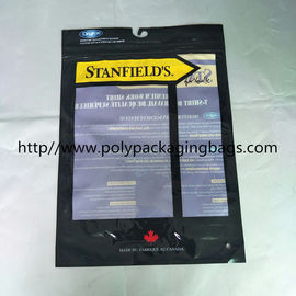 Custom Made Plastic Clothing Foil Ziplock Bags Self - Standing With Hook