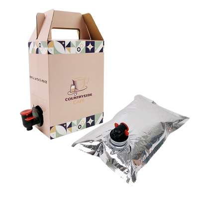 Custom 2L 3L 5L Disposable Paper Carton Packing Coffee Cold Brew Juice Box Dispenser Bag in Box Aseptic Bag