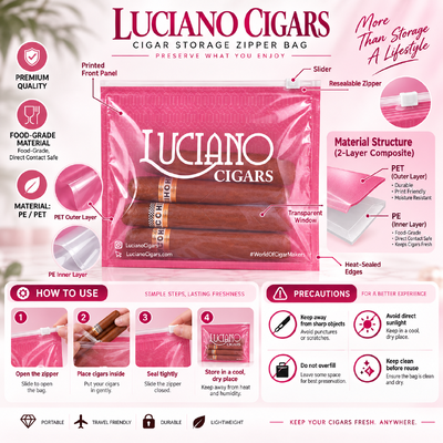 Cigar Humidor Bag Waterproof Self-Lock Zipper Moisture-Proof Humidity