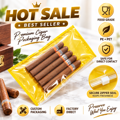 Portable Modern Cigar Humidor Bag Waterproof Self-Lock Zipper Moisture-Proof Humidity Control Storage Travel Outdoor Use