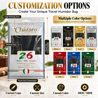 Cigar Moisturizing Plastic Zipper Bags Cigar Humidor Bags Holds 5 to 20 Cigars Ziplock Design Ideal for Preserving Freshness and Aroma