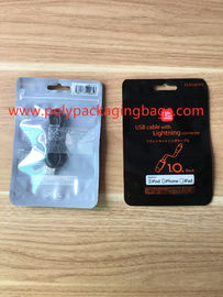 Anti - Static Foil Ziplock Bags , Flat Transparent Charger Headphone Data Line Plastic Packaging bag