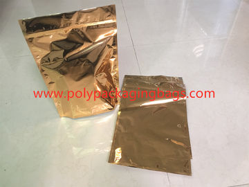 Gold PET Composite CPP Standing Foil Ziplock Bags For Powder ,  Herbs