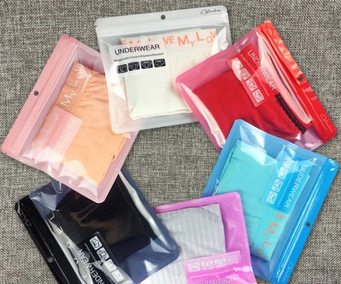 Fashion transparent multi-color plastic zipper clothing underwear bags