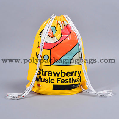 40L 0.05mm PE Plastic Drawstring Backpack For Clothing Drawstring Plastic Bags