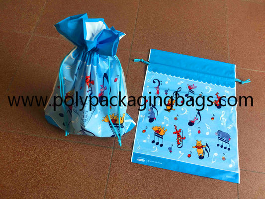 Gravure Printing 0.06mm Frosted CPE Plastic Drawstring Bags