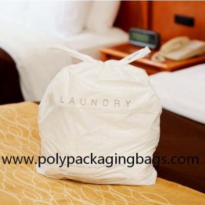Biodegradable LDPE Plastic Laundry Bag With Cotton String Rope