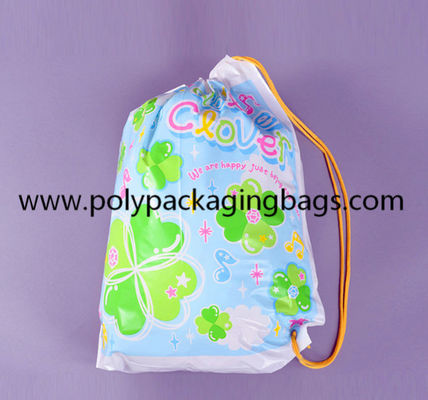 NERC 0.07mm PE Plastic Drawstring Backpack Bags For Travel Drawstring Plastic Bags