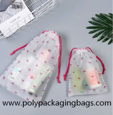 0.06mm Printed Transparent PE  Drawstring Storage Bag