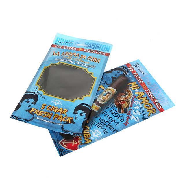 Beautiful Printed Cigar Humidifier Bags Blue Moisturizing Zipper Cigar