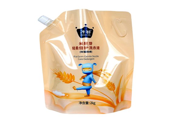 Special Shape Stand Up Spout Pouch , Plastic Liquid Pouch With Spout 100ml 200ml