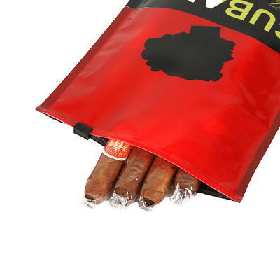 3 Sides Sealed Ziplock Packaging Bags Window Cigar Bag Moisture Proof For Cigar