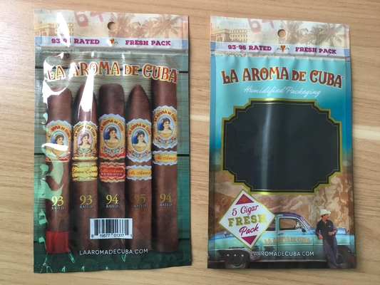 72% Colorful Cigar Moisturized Packaging Bag with Ziplock to Keep Cigars Fresh