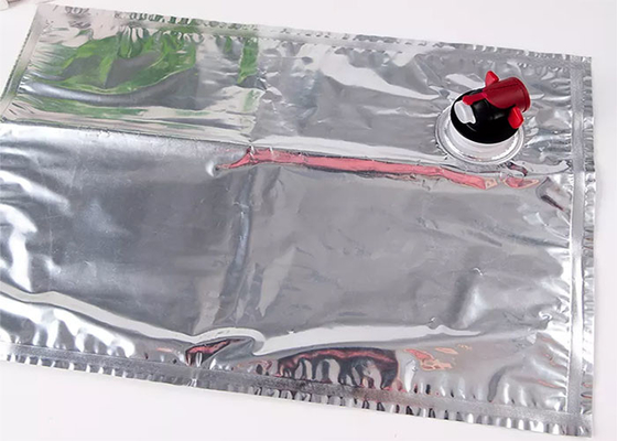 Red Wine / Oil / Water / Juice Detergent Aluminum Foil Bag With Tap Valve / Spigot