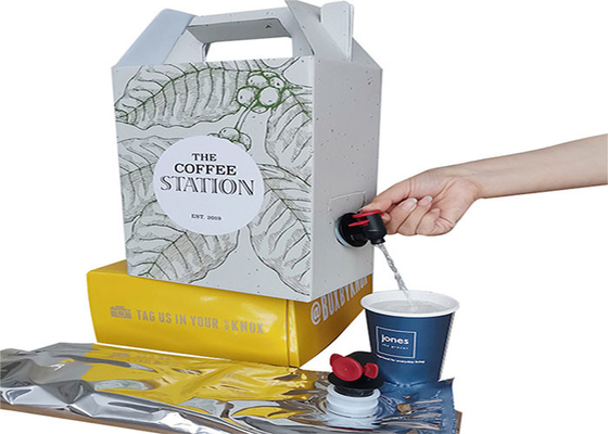 OEM 1L / 2L / 3L Coffee Juice Wine Liquid BIB Bag In Box Dispenser With Handle And Spigot