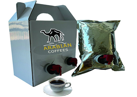 Golden Stamp Printing Arabic Hot Coffee Bags In Box With Spigot / Connector Dispenser Valve