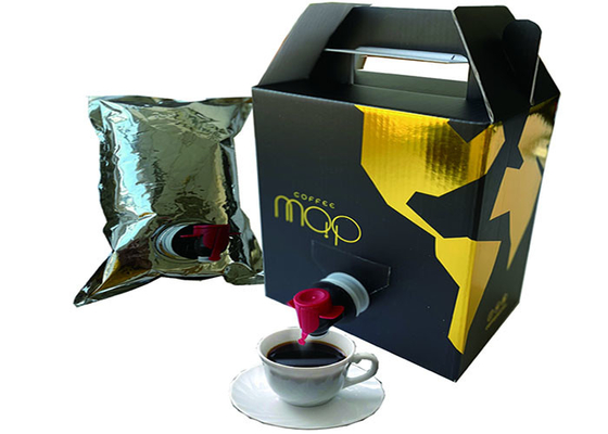 Golden Stamp Printing Arabic Hot Coffee Bags In Box With Spigot / Connector Dispenser Valve