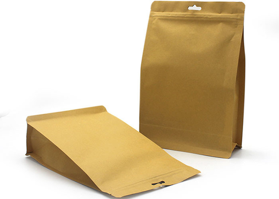 Aluminized Flat Bottom Kraft Paper Ziplock Bags For Tea Powder Packing