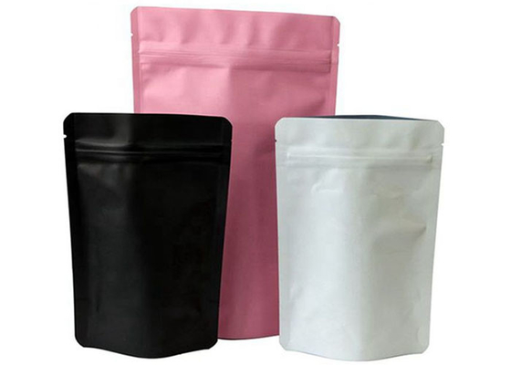 Frosted Matte Black Tea Aluminium Zip Lock Pouches Doypack Mylar Storage For Food