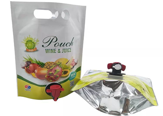 1L 2L 3L 4L 5L Food Grade Stand Up Pouch , Aluminum Foil Wine Bags With Spout