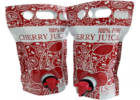 Large Capacity Stand Up Fresh Juice Spout Pouch With Butterfly Tap / Spigot