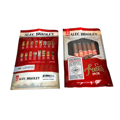 Printing Humidor Plastic Cigar Packaging Bags Three Side Seal Ziplock