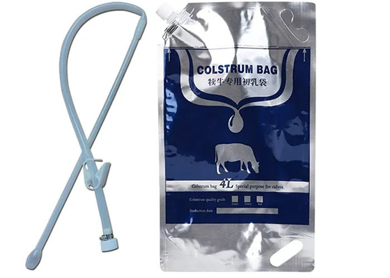 4L Aluminum Foil / Silicone Calf Colostrum Bags With Spout Tube