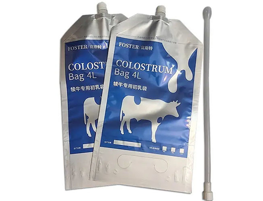 4L Aluminum Foil / Silicone Calf Colostrum Bags With Spout Tube