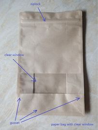 Laminated Brown Craft Paper Bags With Transparent Window In Front For Garment