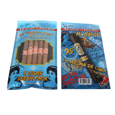 Custom Printed Resealable Cigar Wraps Smoking Cigar Bag with Zipper