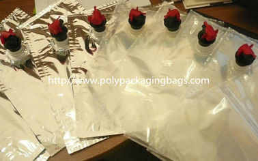 Plastic Flexible Packaging Reusable Bag In Box With Spout , Silver BIB Bags For Wine Juice