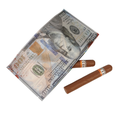 Custom Flat Pouch Resealable Ziplock Bag with 3 Side Seal for Packing tobacco cigar mylar bag