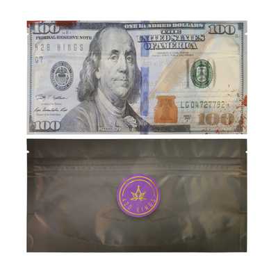 Custom Flat Pouch Resealable Ziplock Bag with 3 Side Seal for Packing tobacco cigar mylar bag