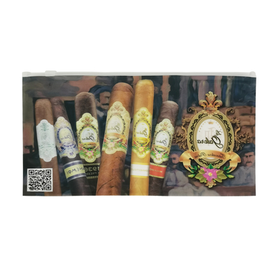 Custom Logo Printing Cigar Wrap Slider Zip Lock Tobacco Pipe Plastic Bag Package Cigar Humidor Case Zipper Packaging Pouches