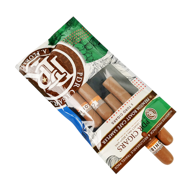 Custom Resealable Foil Ziplock Three Side Seal Natural Leaf Cigar Wraps Moisturizing Plastic Packaging Bag with Clear Window