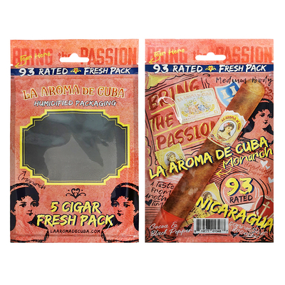 Custom Printing Travel Cigar Humidor Bag 4-6 Cigars Humidified Plastic Pouches with Cigar Packaging Bag